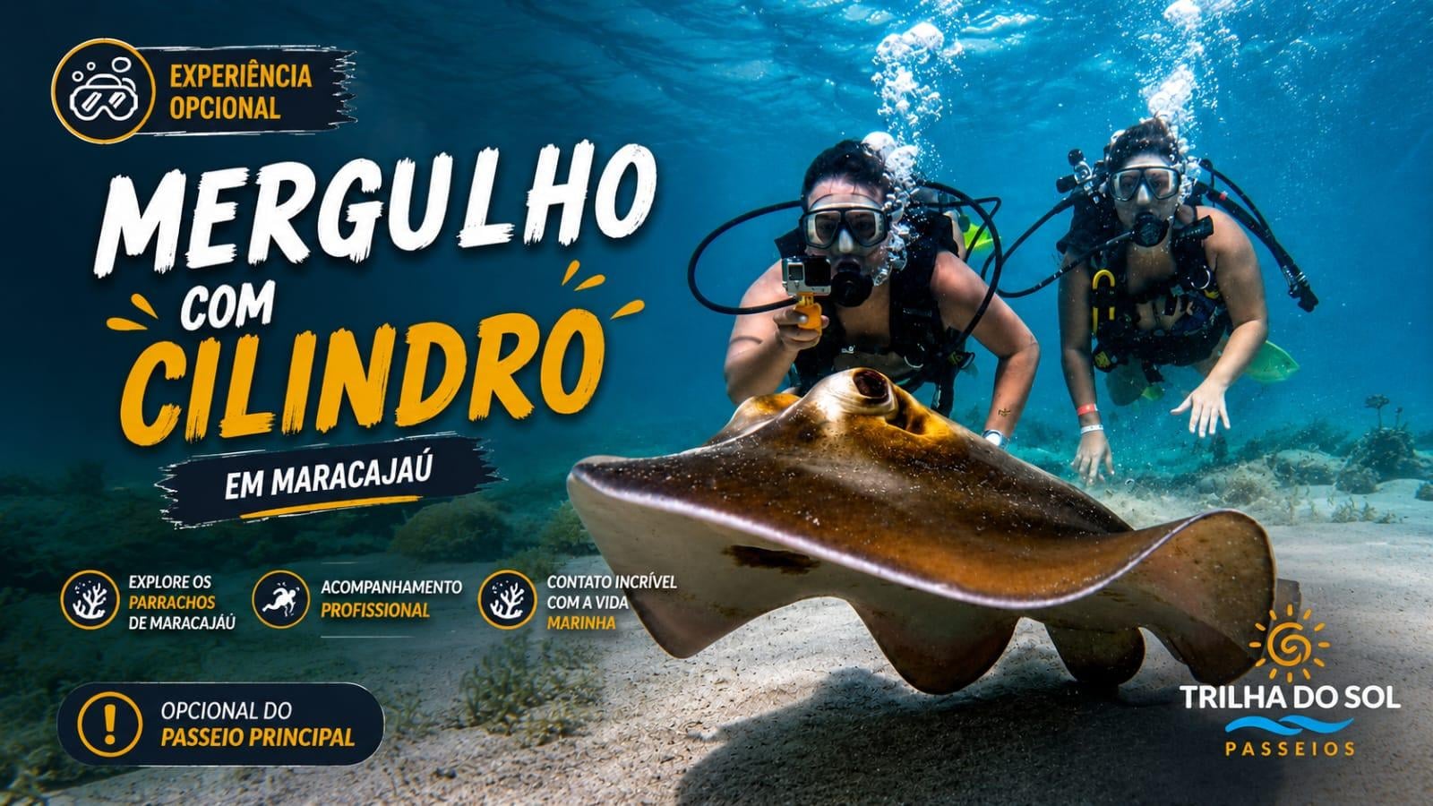 Batismo de Mergulho com cilindro em Maracajaú